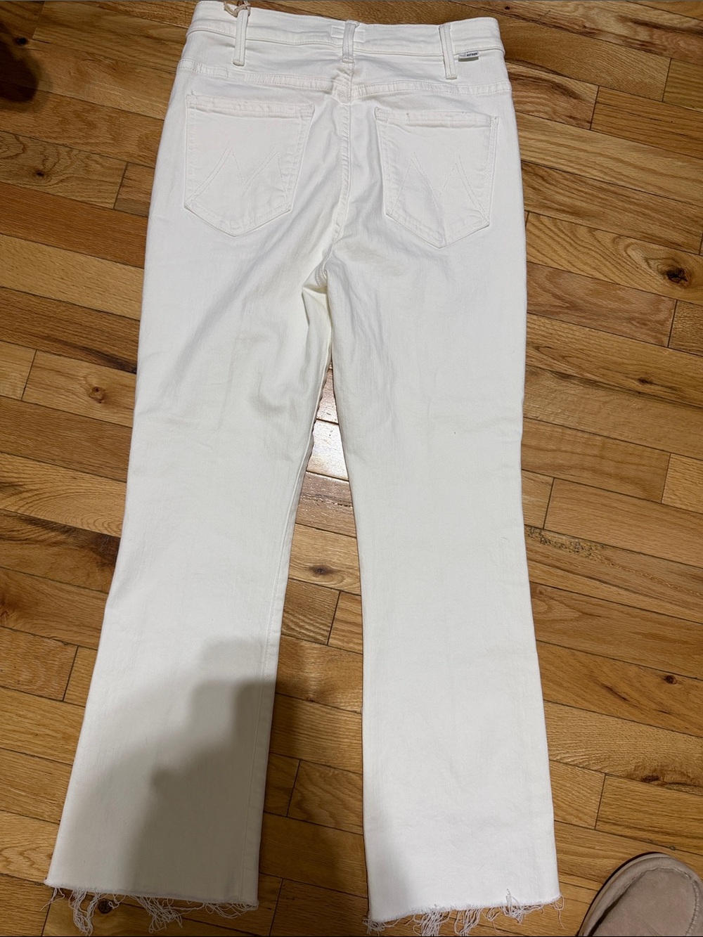 MOTHER White Flare Jeans with Frayed Hem - Picture 4 of 5
